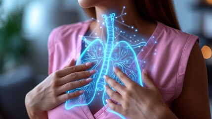 Glowing Lungs: A Radiant Display of the Respiratory System Generative AI