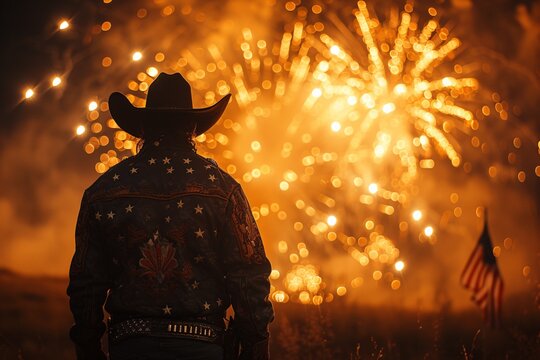 Cowboy in the Wild West: A Firework-Filled Night Generative AI