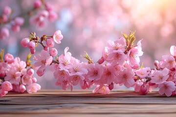 Pink Blossoms in Full Bloom: A Celebration of Spring's Delightful Flower Showcase Generative AI