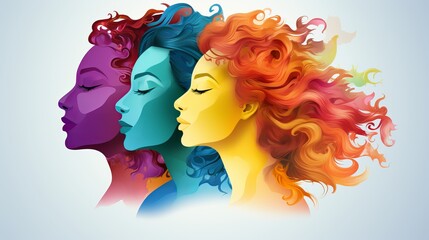 Silhouettes of three women representing mental health, friendship, and character concept