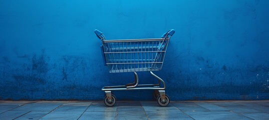 Shop-a-thon Grocery Cart on Blue Wall Generative AI