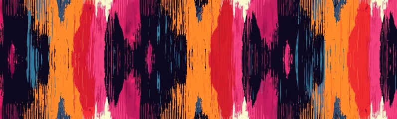 Ikat style colorful background . Banner