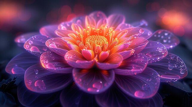 Purple Flower with Raindrops: A Stunning Image for Your Monthly Social Media Post Generative AI