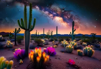 Foto op Canvas AI generated illustration of a cacti in the desert © Wirestock
