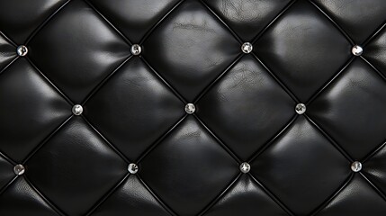 Black Buttoned luxury leather pattern with diamonds and gemstone