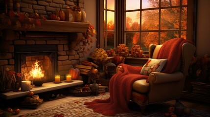 Obraz na płótnie Canvas warm cozy fall home
