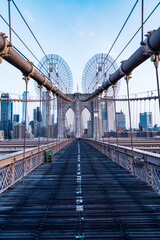 Fototapeta premium urban bridge architecture. brooklyn bridge in new york. way to manhattan. urban architecture of new york city. Brooklyn bridge in ny, usa. brooklyn landmark. Brooklyn borough