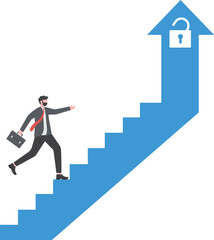 businessman walking on staircase on arrow growth mindset to career concept vector illustrator
