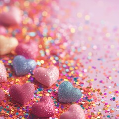 Obraz premium Glitter hearts background.