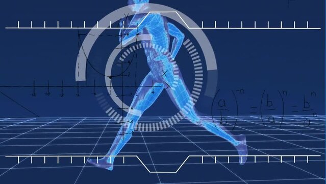 Animation of scanner over cross section of male body running on blue background