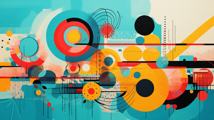 Abstract Collage with Vibrant Geometry