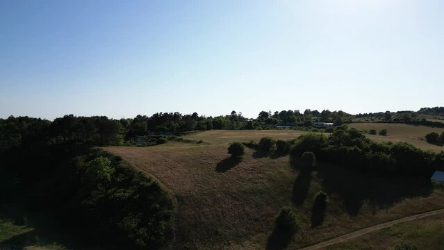 View of the hilly area at Mols Bjerge, recorded with a slowly rising drone.