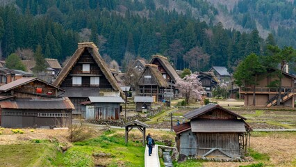 Scenic view of historic villages of Shirakawa-go and Gokayama in Japan