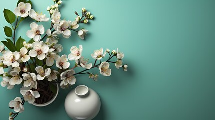 A top view of a serene and calming mint green background, creating a fresh and tranquil ambiance