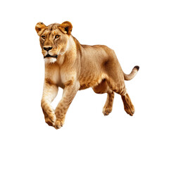 Obraz premium brown lioness isolated on white.