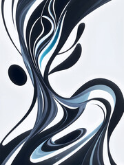 Black and white abstract painting of smoke on a white background