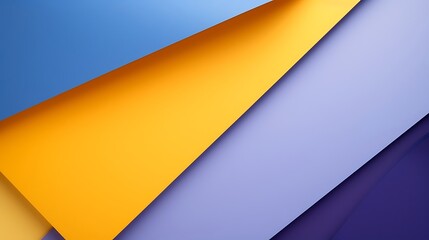 Color papers geometry flat composition background with yellow violet and blue tones