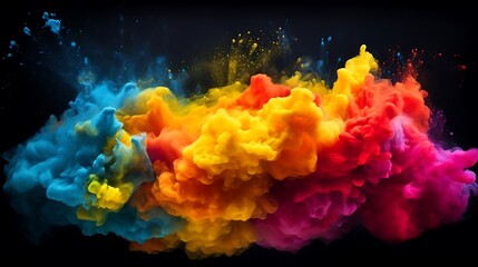 Color powder explosion on black background