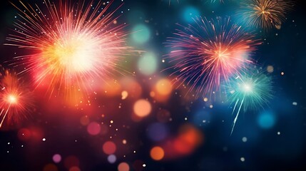Colorful firework with bokeh background