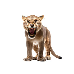 Obraz premium brown lioness isolated on white.