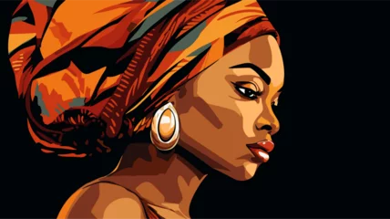 Muurstickers Abstract African woman with headwrap and traditional attire  representing elegance.simple Vector Illustration art simple minimalist illustration creative © J.V.G. Ransika