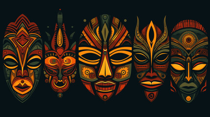 Abstract African mask designs forming an intricate wallpaper.simple Vector Illustration art simple minimalist illustration creative