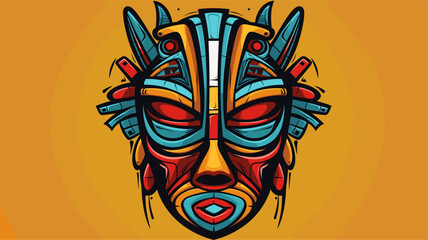 Abstract African mask with vibrant colors  representing traditional art.simple Vector Illustration art simple minimalist illustration creative