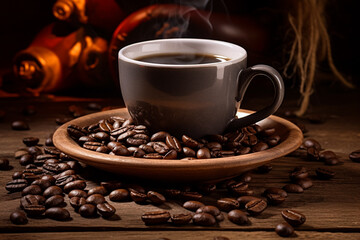 cup of coffee with beans