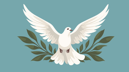 Obraz premium Abstract flying dove with an olive branch representing peace and hope.simple Vector Illustration art simple minimalist illustration creative