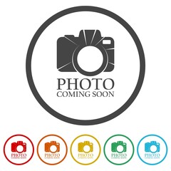 No photo available or missing image. Set icons in color circle buttons