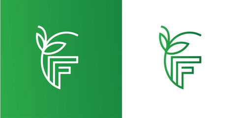 Letter F Leaf Logo Vector Design