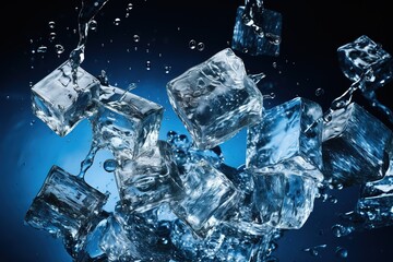 Ice cubes cause water splashes