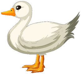 Cartoon vector of a cute white duck standing.