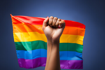 Diverse young friends celebrating gay pride festival - LGBTQ community concept