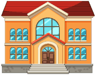 A vibrant, welcoming schoolhouse in vector format.
