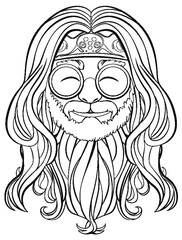 Line art illustration of a man with headband.