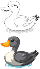 Vector illustration of a duck floating on water
