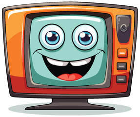 Colorful, smiling television with big eyes and buttons