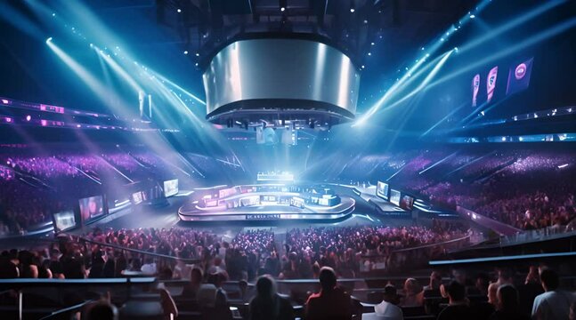 The inside of the E Sports Arena was full, crowds of people sat and watched the event