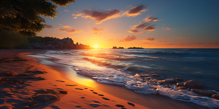 Beautiful beach nature HD wallpaper photographic image AI Generative
