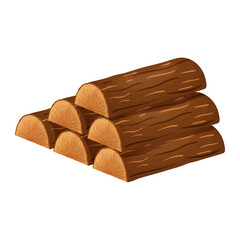 Cartoon wooden logs, stacked logs and firewood.