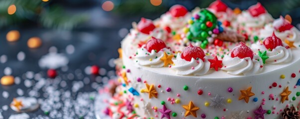 Obraz na płótnie Canvas Colored cake bright festive wide background.