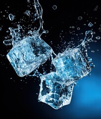 Ice cubes cause water splashes
