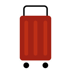 Flat design red suitcase icon. Luggage. Baggage.