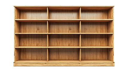 Wooden Bookshelves on Transparent Background