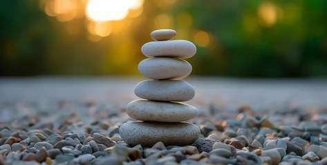 Foto op Canvas zen stones on the beach, stack of stones on beach,stack of stones, stones on the beach © GraphiCraft