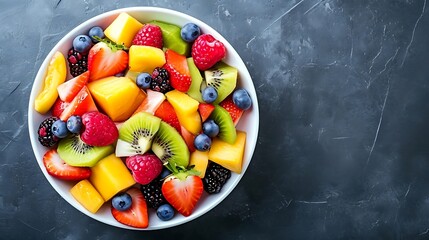 Fresh fruit salad to go with copy space