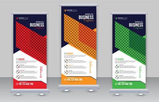 Professional Modern Corporate business conference x banner design and business conference roll-up banner full editable file
