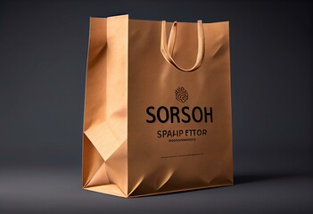 Paper shopping bag mockup on transparent background, PNG file. Generative AI