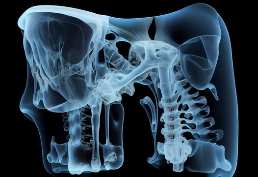 X-ray  pelvic bone or  both hip joint after total hip replacement. Generative AI